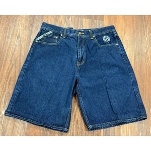 Phat Farm Embroidered Denim Shorts 36 Blue